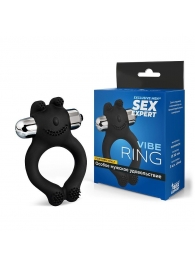 Черное силиконовое эрекционное виброкольцо Sex Expert - Sex Expert - в Калуге купить с доставкой