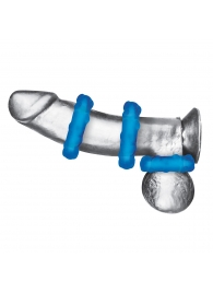 Комплект из трех голубых эрекционных колец 3-Pack Ribbed Rider Cock Ring Set - BlueLine - в Калуге купить с доставкой