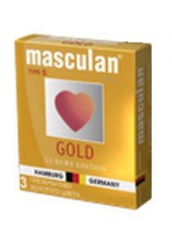 Презервативы Masculan Ultra Gold с золотым напылением и ароматом ванили - 3 шт. - Masculan - купить с доставкой в Калуге