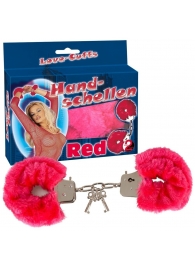 Малиновые меховые наручники Love Cuffs Red - Orion - купить с доставкой в Калуге