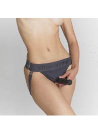 Серые трусики для фиксации насадок Strap-on-me Harness Lingerie Unique - Strap-on-me - купить с доставкой в Калуге