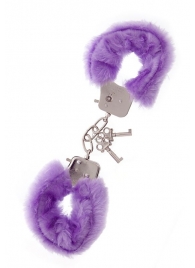 Фиолетовые меховые наручники METAL HANDCUFF WITH PLUSH LAVENDER - Dream Toys - купить с доставкой в Калуге