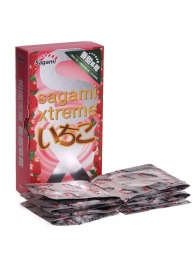 Презервативы Sagami Xtreme Strawberry c ароматом клубники - 10 шт. - Sagami - купить с доставкой в Калуге