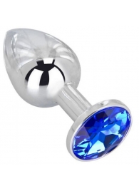 Анальное украшение BUTT PLUG  Small с синим кристаллом - 7 см. - Anal Jewelry Plug - купить с доставкой в Калуге