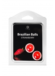 Набор из 2 шариков с массажным маслом Brazilian Balls с ароматом клубники - Secret Play - купить с доставкой в Калуге