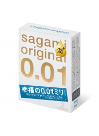 Увлажнённые презервативы Sagami Original 0.01 Extra Lub - 2 шт. - Sagami - купить с доставкой в Калуге