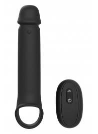 Черная насадка-удлинитель с вибрацией Vibrating Extender With Remote - Dream Toys - в Калуге купить с доставкой
