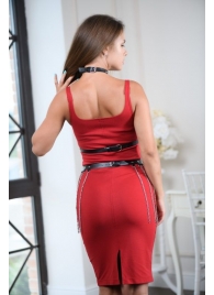 Черно-серебристая портупея-юбка plus size с цепочками - БДСМ Арсенал - купить с доставкой в Калуге