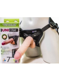 Страпон-унисекс с двумя насадками UNI strap 7  Harness - 19 и 16 см. - LOVETOY (А-Полимер) - купить с доставкой в Калуге