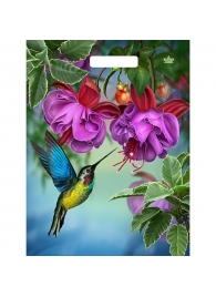 Пакет с принтом в виде колибри в цветах с вырубной ручкой (31х40 см) - Сима-Ленд - купить с доставкой в Калуге