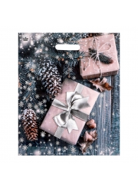 Новогодний пакет с принтом в виде подарков и вырубной ручкой (45х38 см) - Сима-Ленд - купить с доставкой в Калуге