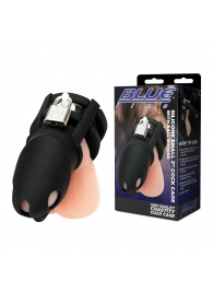 Черная клетка для пениса Silicone Small 2 in Cock Cage With Ball Divider - BlueLine - купить с доставкой в Калуге