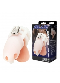 Белая клетка для пениса Silicone Small 2 in Cock Cage With Ball Divider - BlueLine - купить с доставкой в Калуге