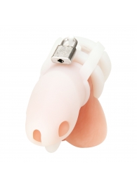 Белая клетка для пениса Silicone Small 2 in Cock Cage With Ball Divider - BlueLine - купить с доставкой в Калуге