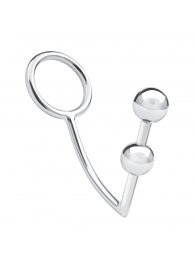 Кольцо на пенис с анальным стимулятором Two Bead Stainless Steel Anal Hook   Cock Ring - BlueLine - в Калуге купить с доставкой