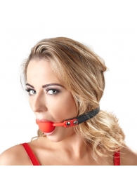 Силиконовый кляп-шар на чёрных ремешках Red Gag silicone - Orion - купить с доставкой в Калуге