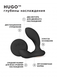 Черный вибромассажер простаты с пультом ДУ Hugo 2 Remote - Lelo - в Калуге купить с доставкой
