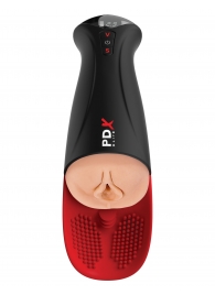 Телесный мастурбатор-вагина в черной колбе с вибрацией Fuck-O-Matic Pro XL - Pipedream - в Калуге купить с доставкой