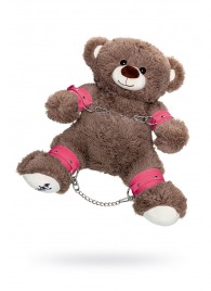 Бондажный набор: бурый мишка с розовыми оковами и наручниками - Pecado - купить с доставкой в Калуге