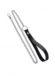 Поводок с ручкой из черной натуральной кожи и карабином для ошейника - Pecado - купить с доставкой в Калуге