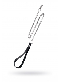 Поводок с ручкой из черной натуральной кожи и карабином для ошейника - Pecado - купить с доставкой в Калуге