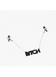 Зажимы на соски с кожаной подвеской Bitch - Crazy Handmade - купить с доставкой в Калуге