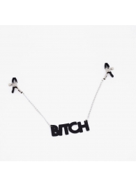 Зажимы на соски с кожаной подвеской Bitch - Crazy Handmade - купить с доставкой в Калуге