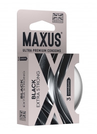 Черные утолщенные презервативы MAXUS Extra Strong с железным кейсом - 3 шт. - Maxus - купить с доставкой в Калуге