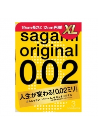 Презервативы увеличенного размера Sagami Original 0.02 XL-size - 3 шт. - Sagami - купить с доставкой в Калуге