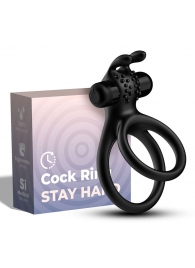 Черное эрекционное виброкольцо с подхватом мошонки Stay Hard - Boys of Toys - в Калуге купить с доставкой
