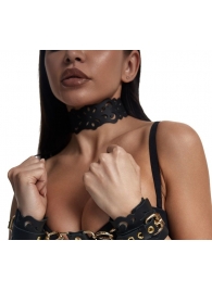 Черный ажурный чокер с золотистой фурнитурой - Crazy Handmade - купить с доставкой в Калуге