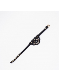 Черный чокер с клепками и золотистой фурнитурой - Crazy Handmade - купить с доставкой в Калуге