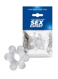 Прозрачное эрекционное кольцо с 6 стимулирующими шариками - Sex Expert - в Калуге купить с доставкой