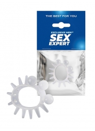 Эластичное эрекционное кольцо с шариками и лучами - Sex Expert - в Калуге купить с доставкой