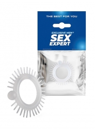Эластичное эрекционное кольцо с шипиками и шариком - Sex Expert - в Калуге купить с доставкой