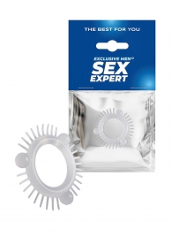 Эластичное эрекционное кольцо с 3 шариками и шипами - Sex Expert - в Калуге купить с доставкой