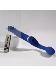 Синий безремневой страпон Multi Orgasm Bendable Strap-On size L с клиторальной стимуляцией - Strap-on-me - купить с доставкой в Калуге