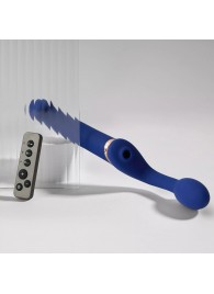 Синий безремневой страпон Multi Orgasm Bendable Strap-On size XL с клиторальной стимуляцией - Strap-on-me - купить с доставкой в Калуге