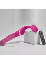 Ярко-розовый безремневой страпон Multi Orgasm Bendable Strap-On size L с клиторальной стимуляцией - Strap-on-me - купить с доставкой в Калуге