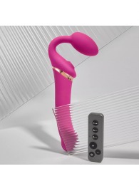Ярко-розовый безремневой страпон Multi Orgasm Bendable Strap-On size L с клиторальной стимуляцией - Strap-on-me - купить с доставкой в Калуге