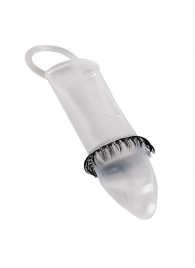 Закрытая насадка на пенис с подхватом мошонки и стимулирующими «ресничками» - Sextaz - в Калуге купить с доставкой