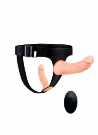 Женский страпон с 2 насадками, вибрацией и пультом ДУ - Erowoman-Eroman - купить с доставкой в Калуге