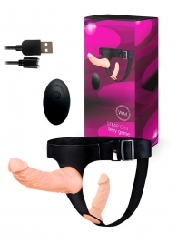 Женский страпон с 2 насадками, вибрацией и пультом ДУ - Erowoman-Eroman - купить с доставкой в Калуге