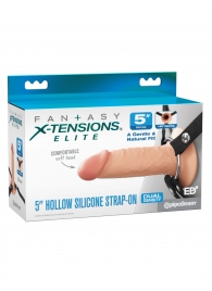Телесный пустотелый фаллопротез 5’’ Hollow Silicone Strap-On - 14 см. - Pipedream - купить с доставкой в Калуге