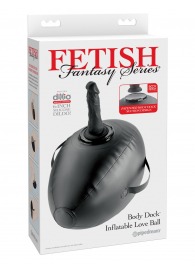 Черный надувной мяч с платформой для фиксации дилдо Body Dock Inflatable Love Ball - Pipedream - купить с доставкой в Калуге