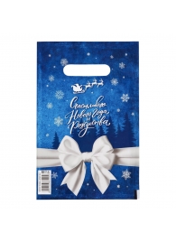 Сине-белый подарочный новогодний пакет с вырубной ручкой (20х30 см) - Сима-Ленд - купить с доставкой в Калуге