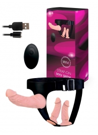 Женский страпон с 3 насадками и вибрацией - Erowoman-Eroman - купить с доставкой в Калуге