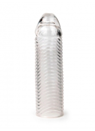 Прозрачная закрытая насадка на пенис с ребрышками - 16 см. - Sex Expert - в Калуге купить с доставкой