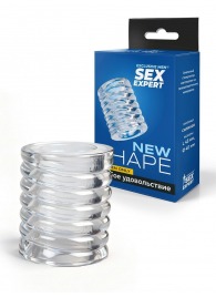 Прозрачная сквозная насадка на пенис с ребрышками - Sex Expert - в Калуге купить с доставкой