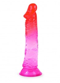 Яркий розово-красный фаллоимитатор с присоской - Erowoman-Eroman